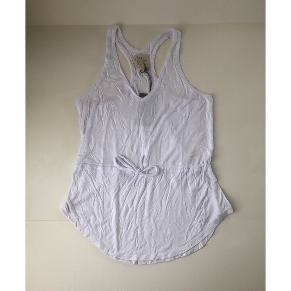 NWT CHASER Basic White V-Neck Waist Tie Racerback Comfy Tank Top Size Medium - Picture 1 of 7